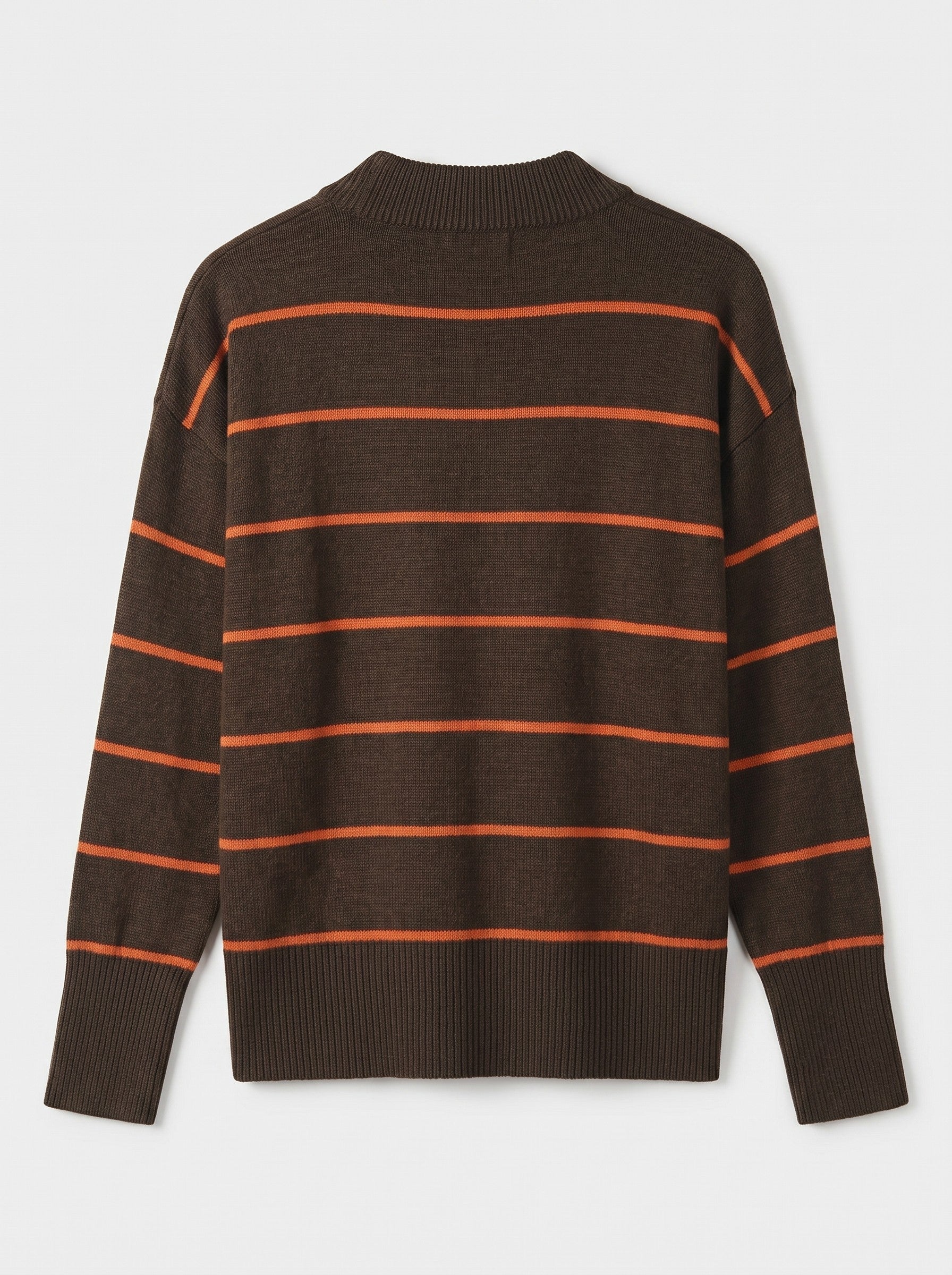 Women's Striped Mock Neck Sweater — Chocolate