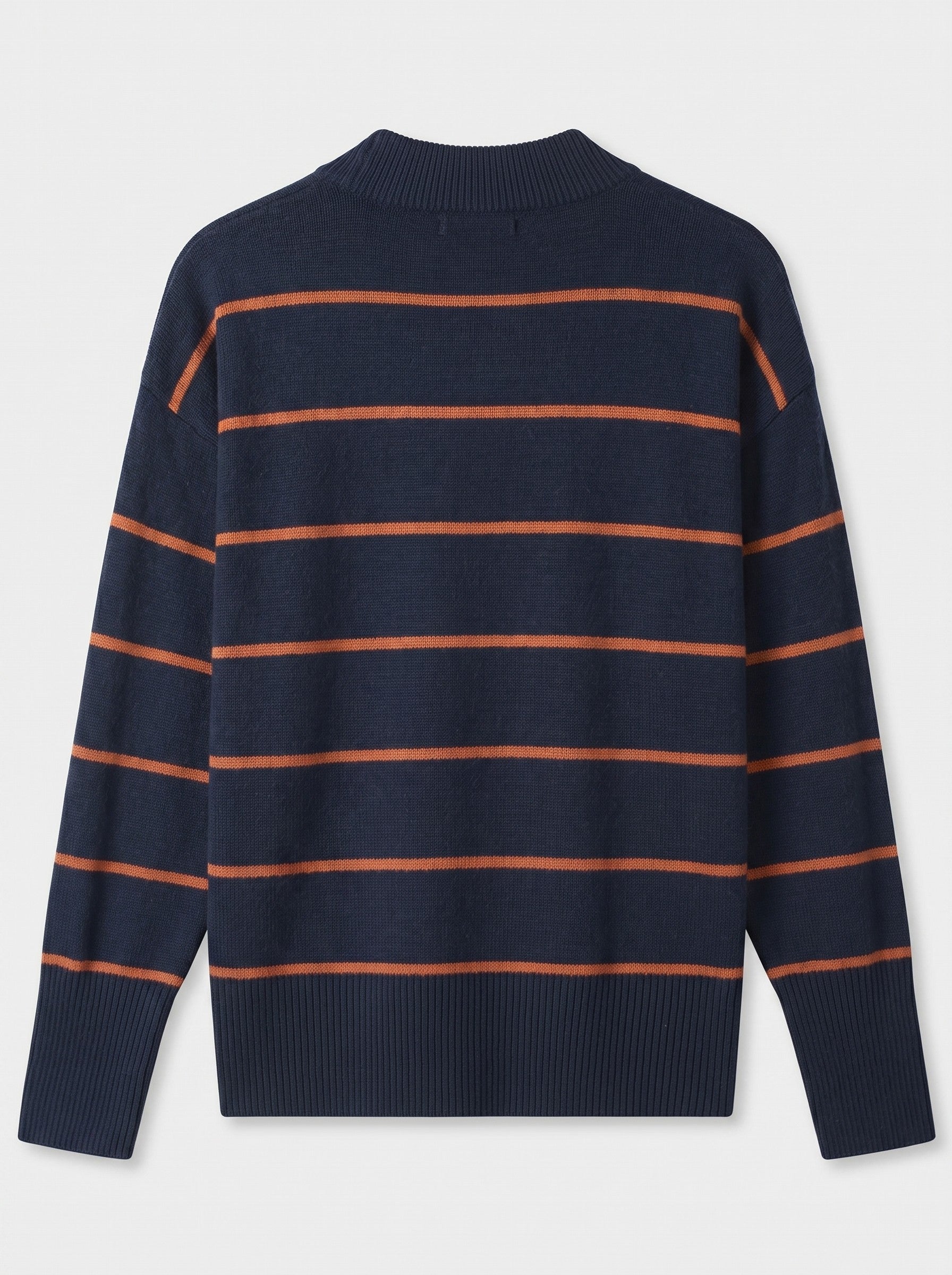 Women's Striped Mock Neck Sweater — Dark blue