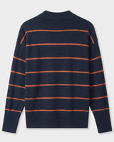Women's Striped Mock Neck Sweater — Dark blue