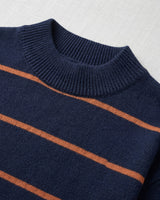 Women's Striped Mock Neck Sweater — Dark blue