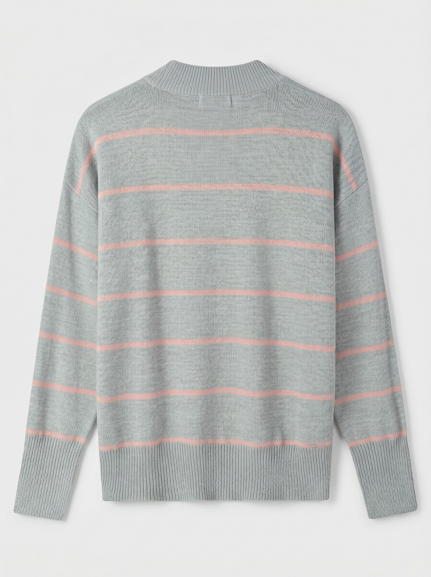 Women's Striped Mock Neck Sweater — Grey
