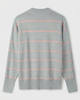 Women's Striped Mock Neck Sweater — Grey