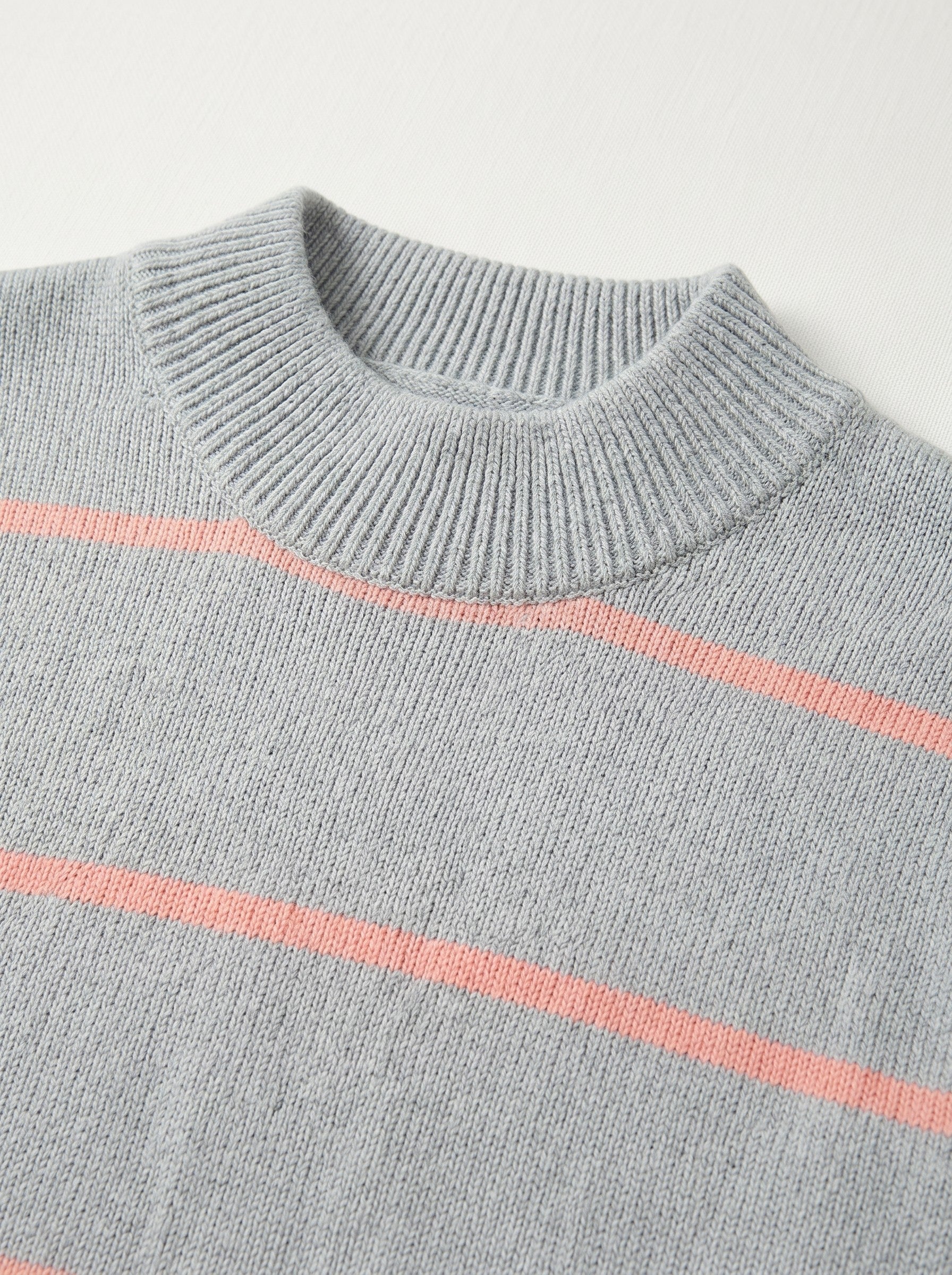 Women's Striped Mock Neck Sweater — Grey