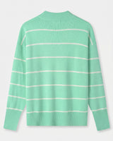 Women's Striped Mock Neck Sweater — Light Green
