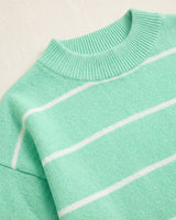 Women's Striped Mock Neck Sweater — Light Green