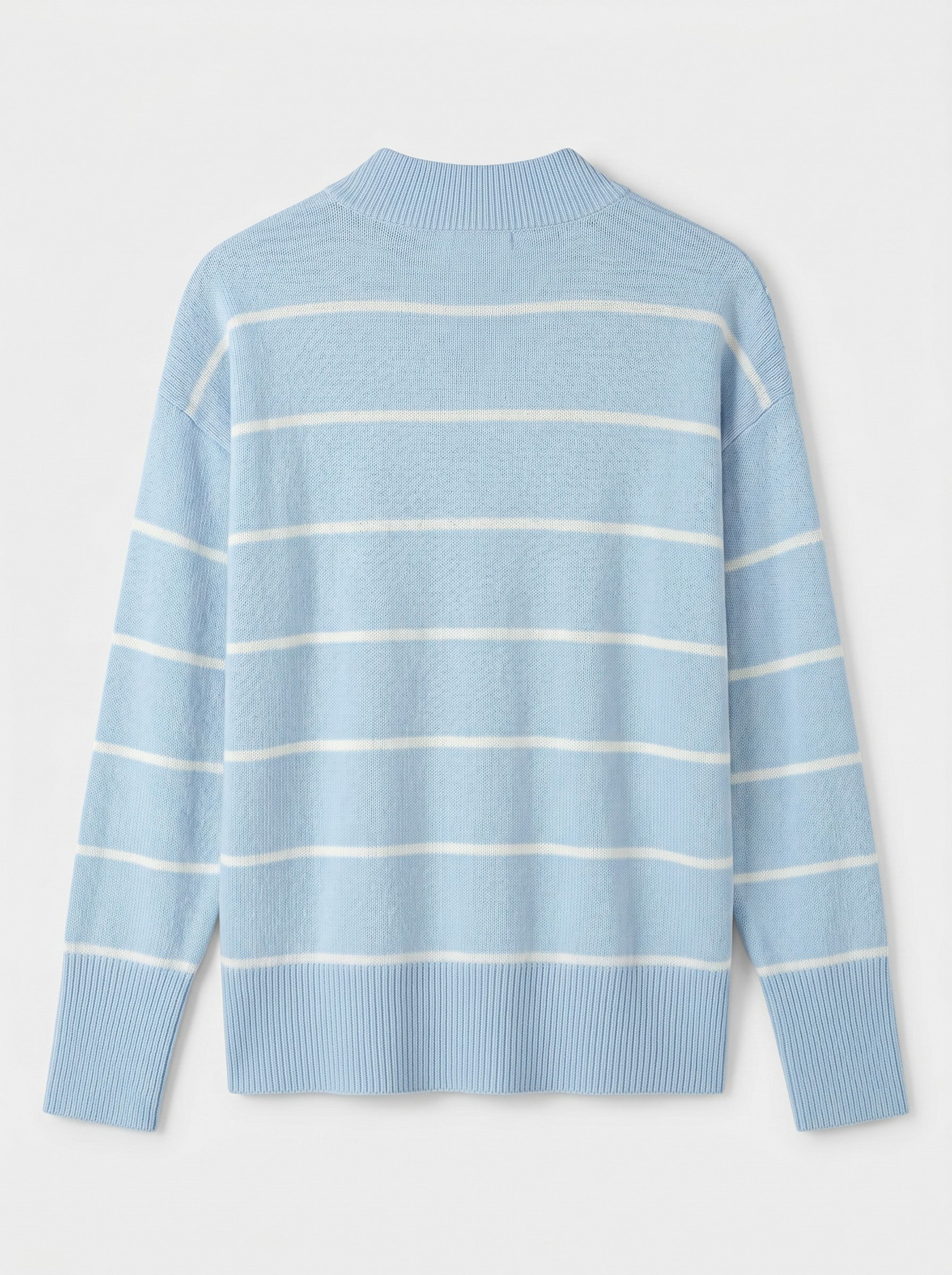 Women's Striped Mock Neck Sweater — Light blue