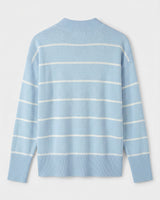 Women's Striped Mock Neck Sweater — Light blue