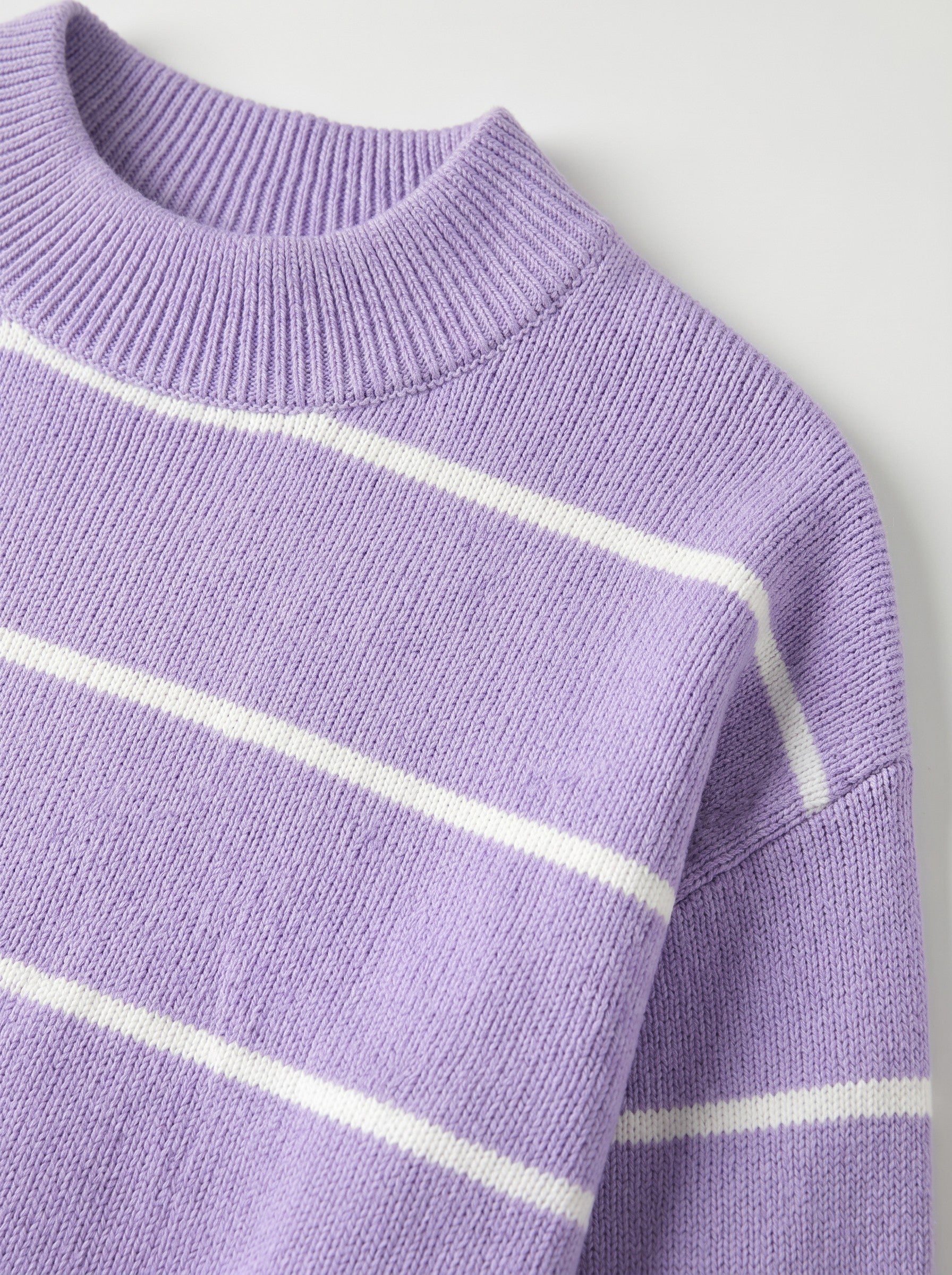 Women's Striped Mock Neck Sweater — Purple