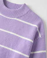Women's Striped Mock Neck Sweater — Purple