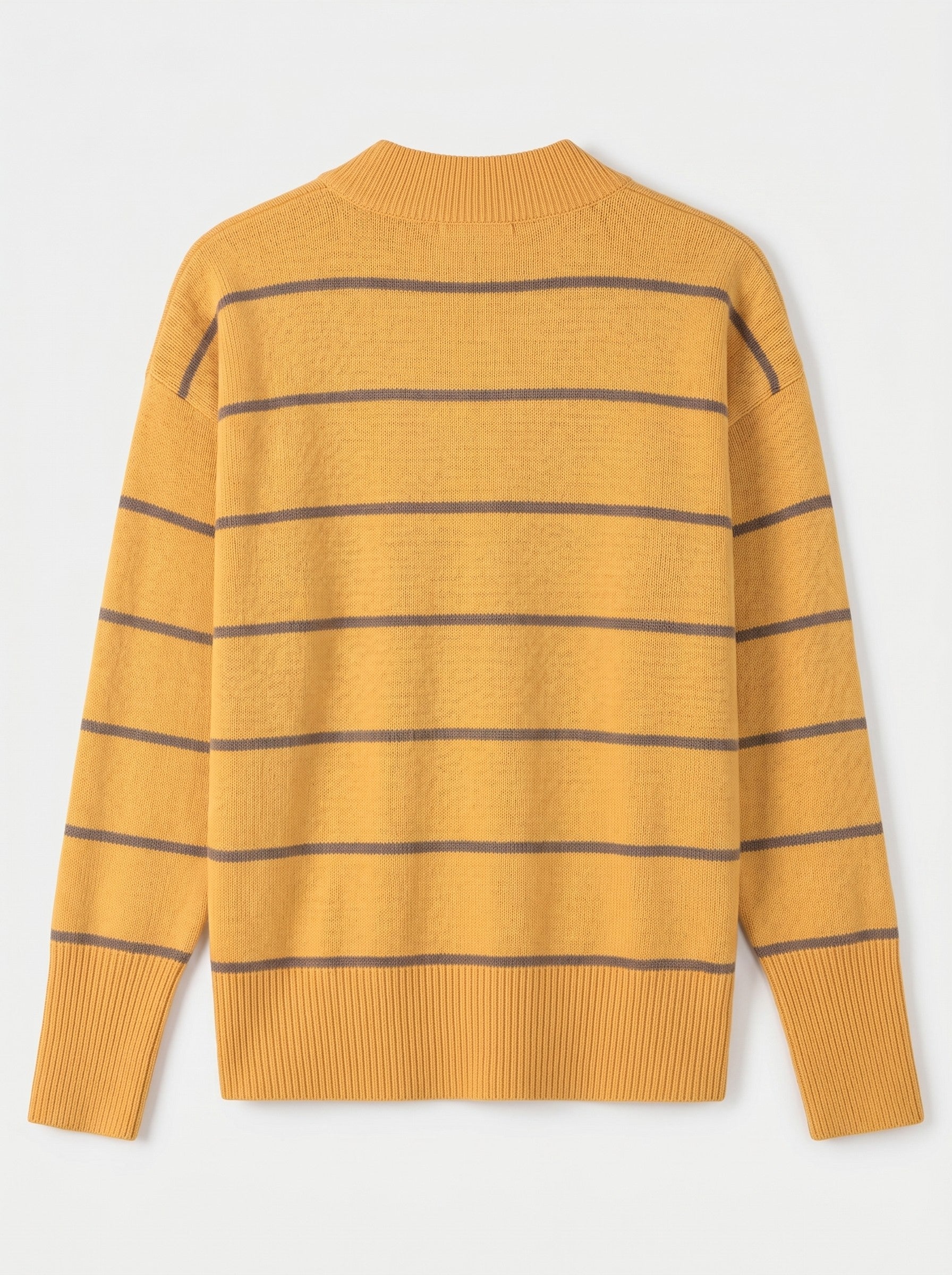 Women's Striped Mock Neck Sweater — Yellow