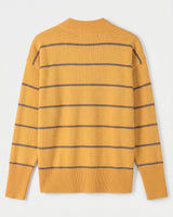 Women's Striped Mock Neck Sweater — Yellow