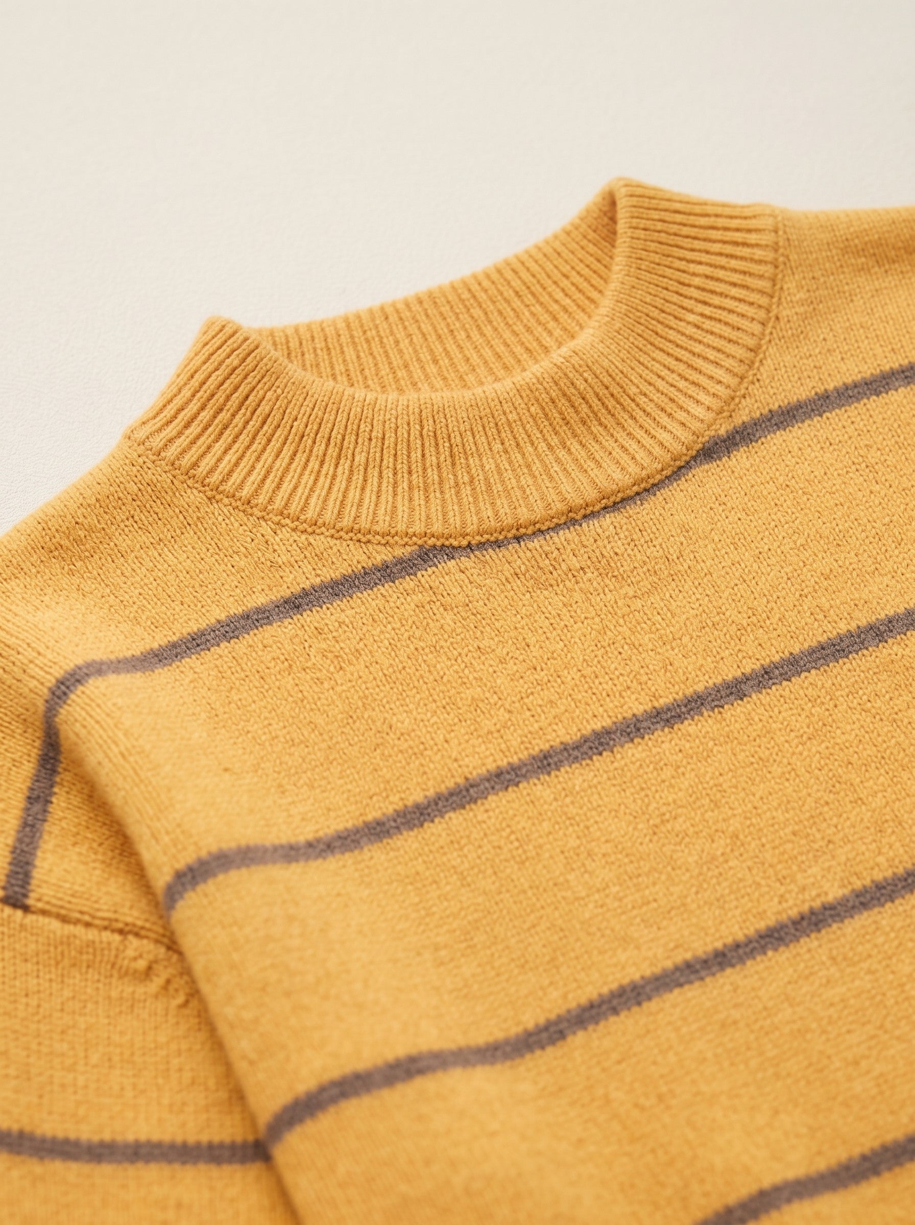 Women's Striped Mock Neck Sweater — Yellow