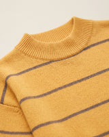 Women's Striped Mock Neck Sweater — Yellow