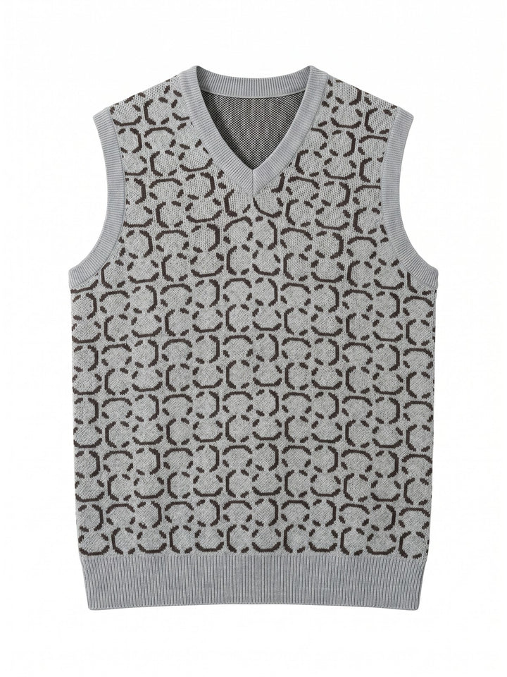 ZHILIFS | Men's Grey V-Neck Sweater Vest alternate view