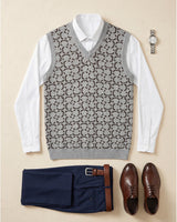 ZHILIFS | Men's Grey V-Neck Sweater Vest — Grey
