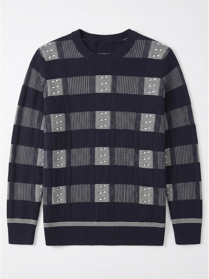 ZHILIFS | Men's Dark Blue Crew Neck Pullover alternate view