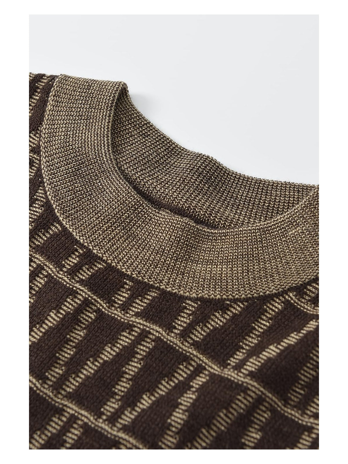 ZHILIFS | Men's Brown Crew Neck Pullover — Brown