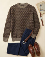 ZHILIFS | Men's Brown Crew Neck Pullover — Brown