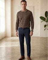 ZHILIFS | Men's Brown Crew Neck Pullover — Brown