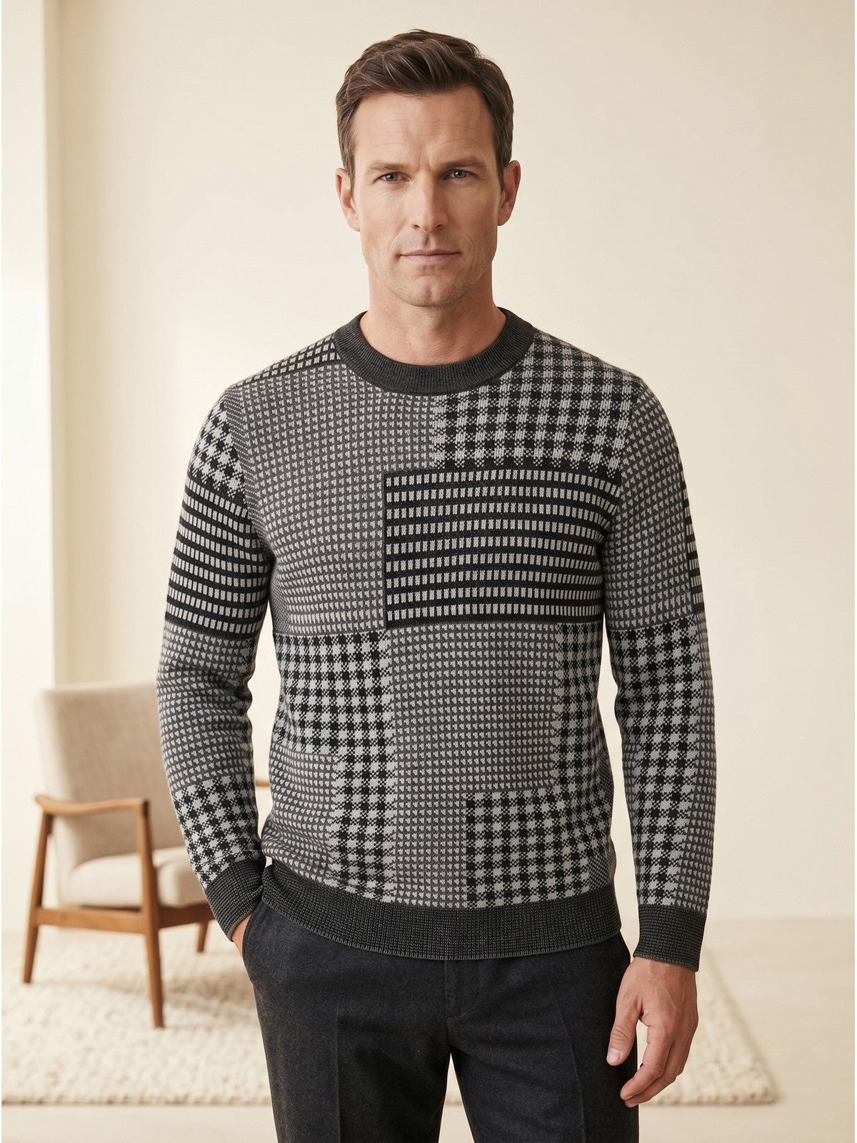 ZHILIFS | Men's Dark Grey Crew Neck Pullover — Dark Grey