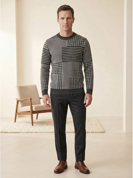 ZHILIFS | Men's Dark Grey Crew Neck Pullover