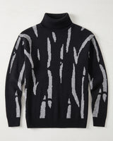 ZHILIFS | Men's Patterned Turtleneck Pullover — Black
