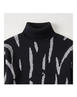ZHILIFS | Men's Patterned Turtleneck Pullover — Black