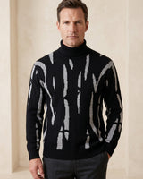 ZHILIFS | Men's Patterned Turtleneck Pullover — Black