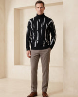 ZHILIFS | Men's Patterned Turtleneck Pullover — Black