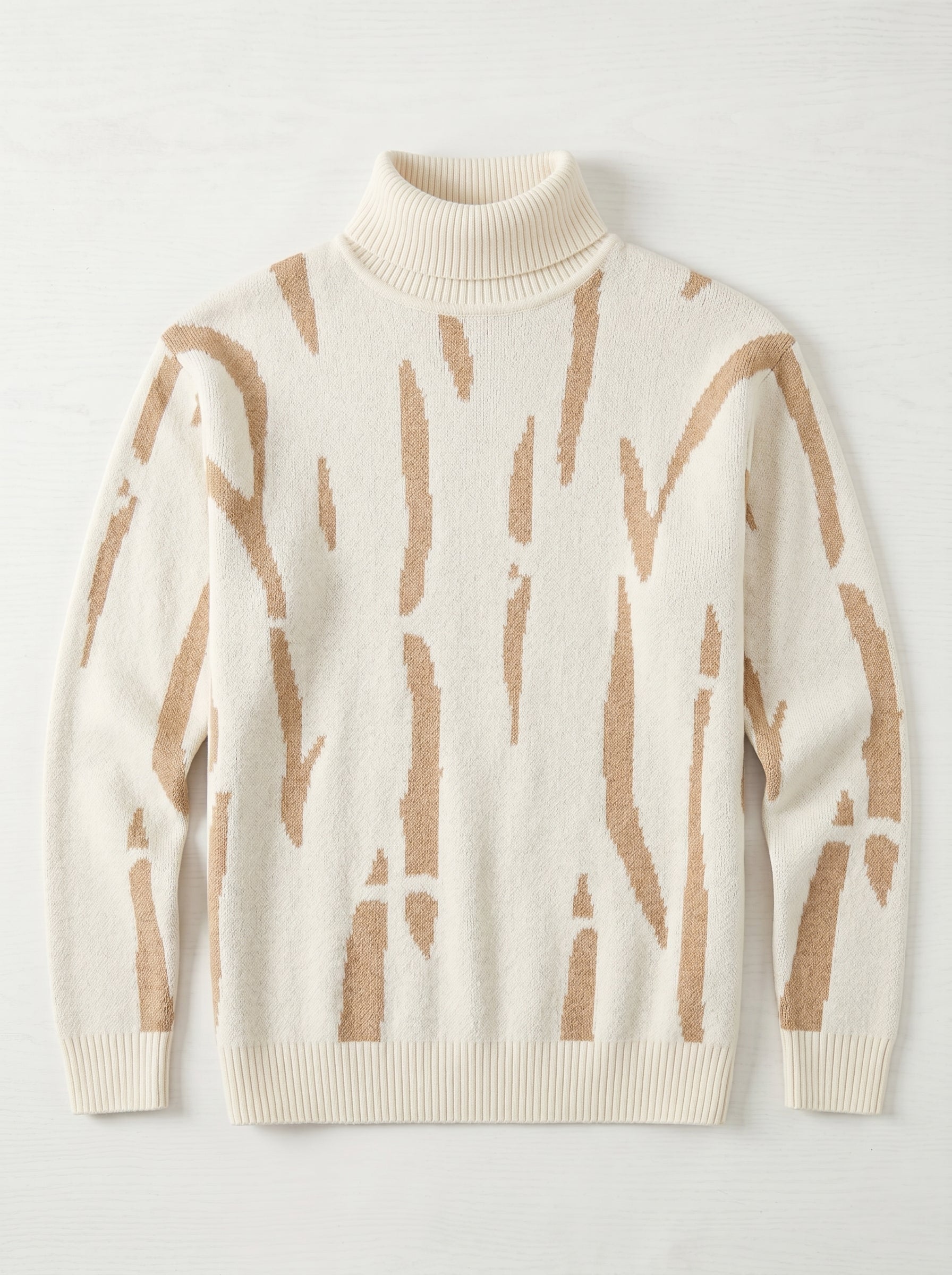 ZHILIFS | Men's Patterned Turtleneck Pullover — White