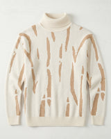 ZHILIFS | Men's Patterned Turtleneck Pullover — White