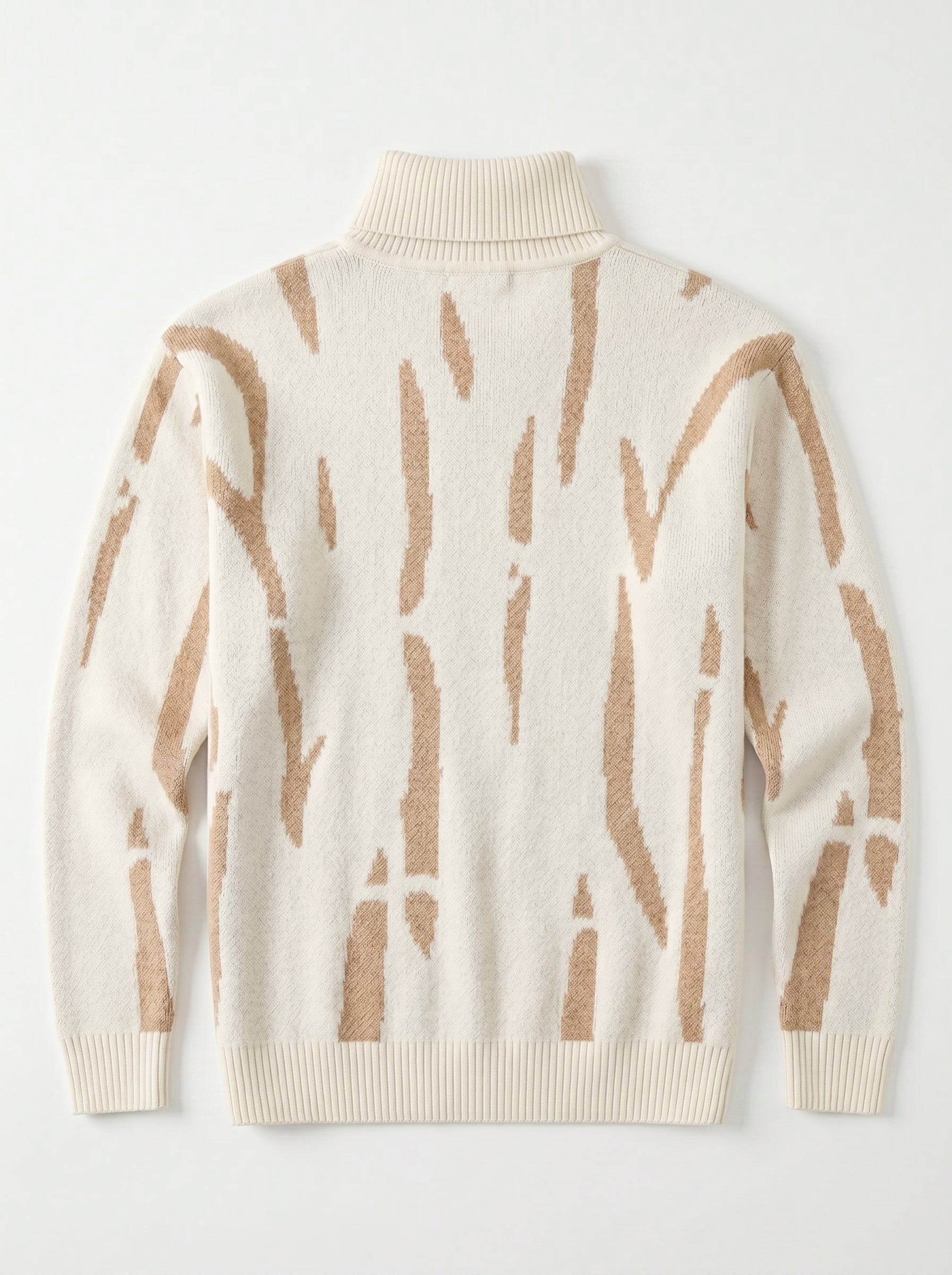 ZHILIFS | Men's Patterned Turtleneck Pullover — White