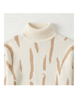 ZHILIFS | Men's Patterned Turtleneck Pullover — White