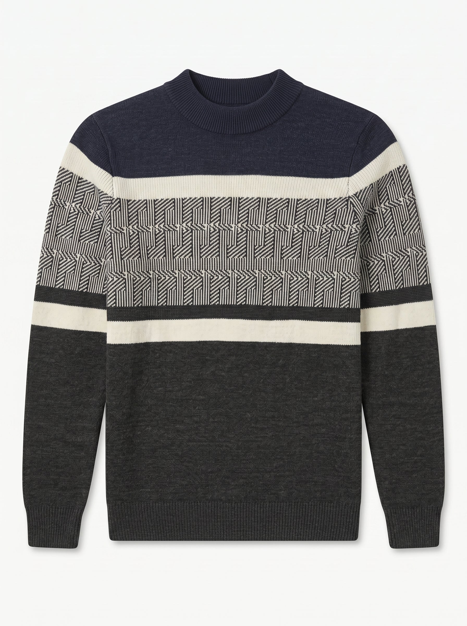 ZHILIFS | Men's Navy Mock Neck Pullover — Navy