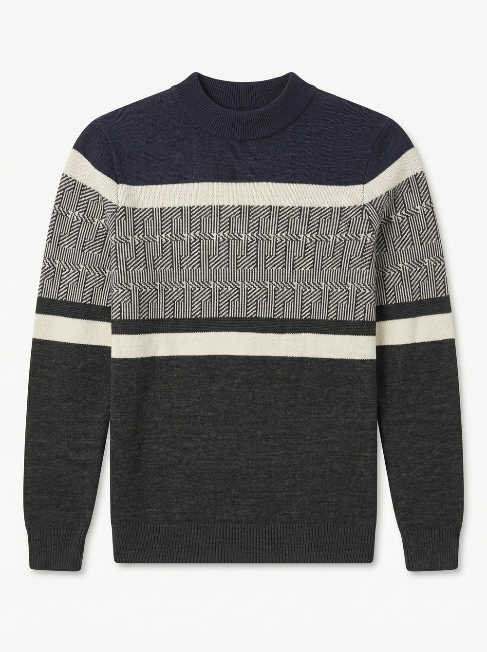 ZHILIFS | Men's Navy Mock Neck Pullover — Navy