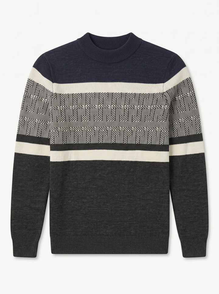 ZHILIFS | Men's Navy Mock Neck Pullover alternate view