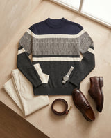 ZHILIFS | Men's Navy Mock Neck Pullover — Navy
