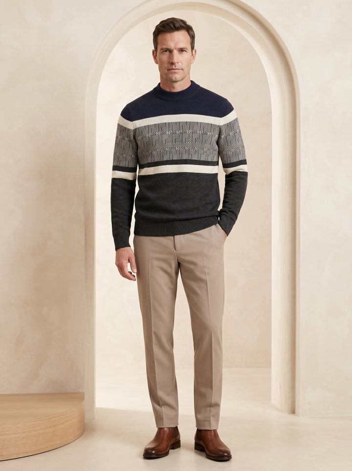 ZHILIFS | Men's Navy Mock Neck Pullover candidate collection image