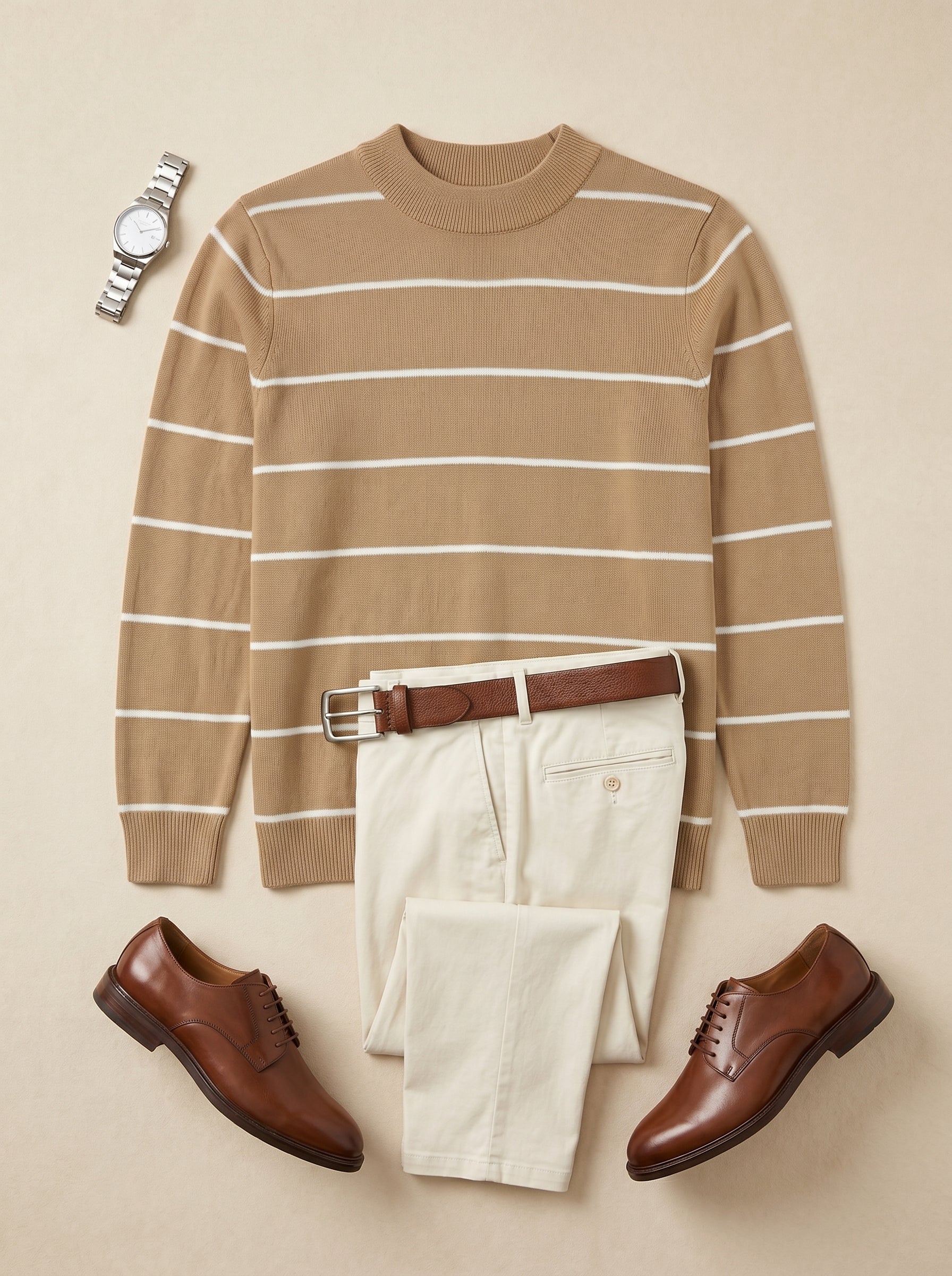 ZHILIFS | Men's Brown Mock Neck Pullover — Brown