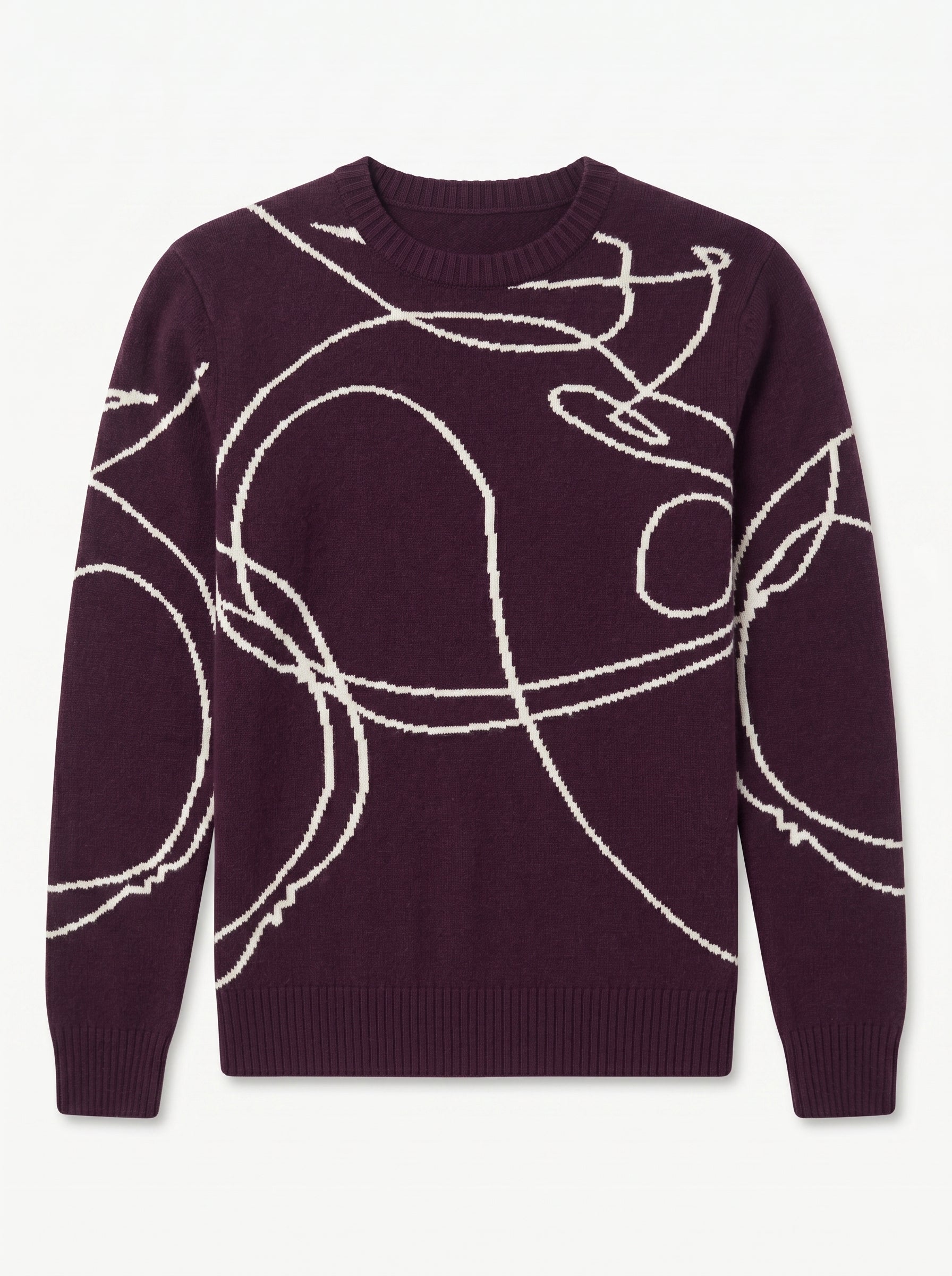 ZHILIFS | Men's Patterned Crew Neck Pullover — Purple