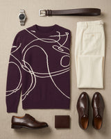 ZHILIFS | Men's Patterned Crew Neck Pullover — Purple
