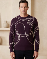 ZHILIFS | Men's Patterned Crew Neck Pullover — Purple