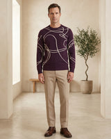 ZHILIFS | Men's Patterned Crew Neck Pullover — Purple