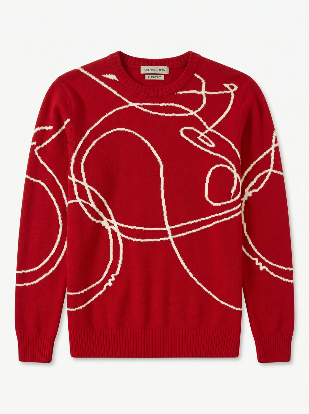 ZHILIFS | Men's Patterned Crew Neck Pullover — Red