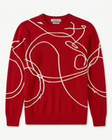 ZHILIFS | Men's Patterned Crew Neck Pullover — Red