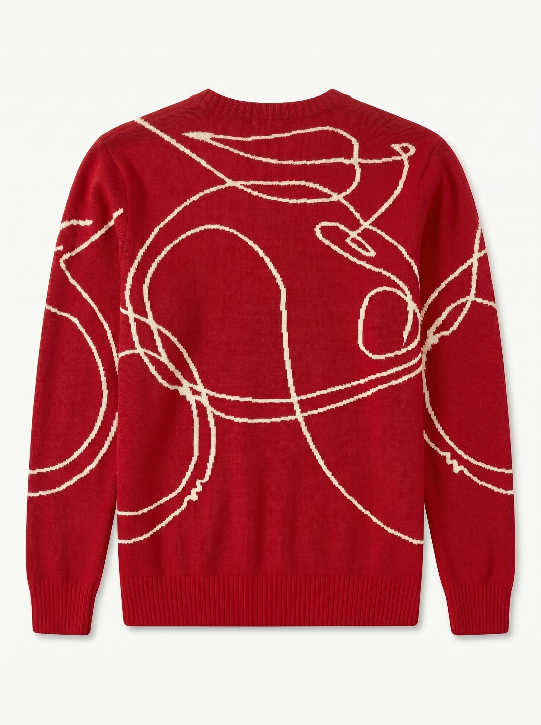 ZHILIFS | Men's Patterned Crew Neck Pullover — Red