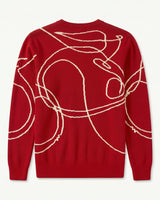 ZHILIFS | Men's Patterned Crew Neck Pullover — Red