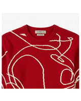 ZHILIFS | Men's Patterned Crew Neck Pullover — Red
