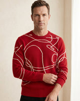 ZHILIFS | Men's Patterned Crew Neck Pullover — Red