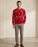 ZHILIFS | Men's Patterned Crew Neck Pullover — Red